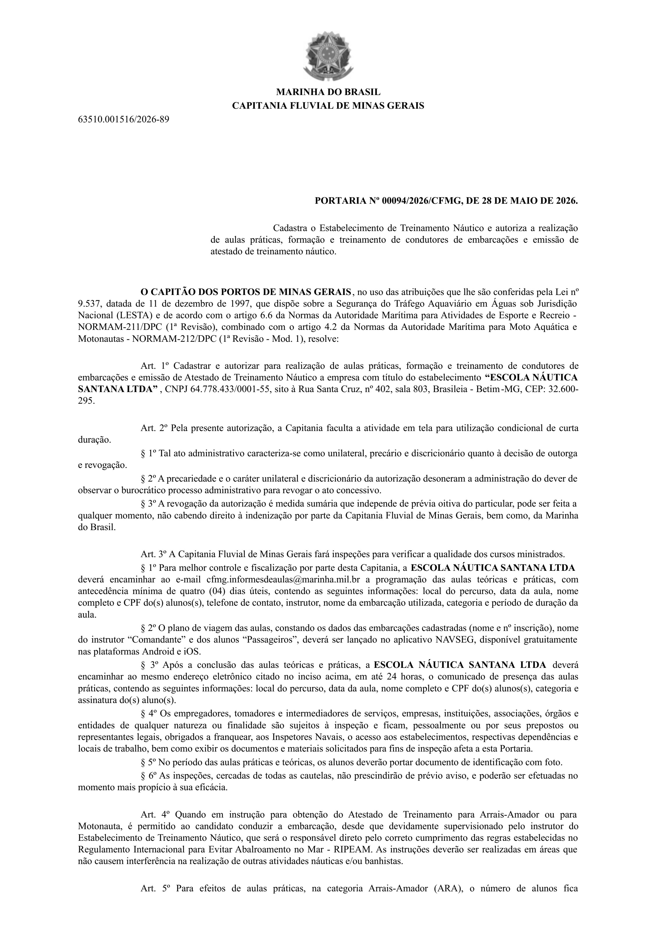 Portaria nº 00094/2026/CFMG — página 1